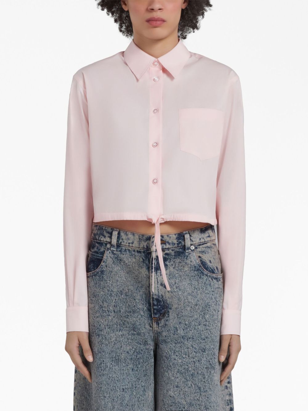 Shop Marni Cropped Poplin Shirt In Pink