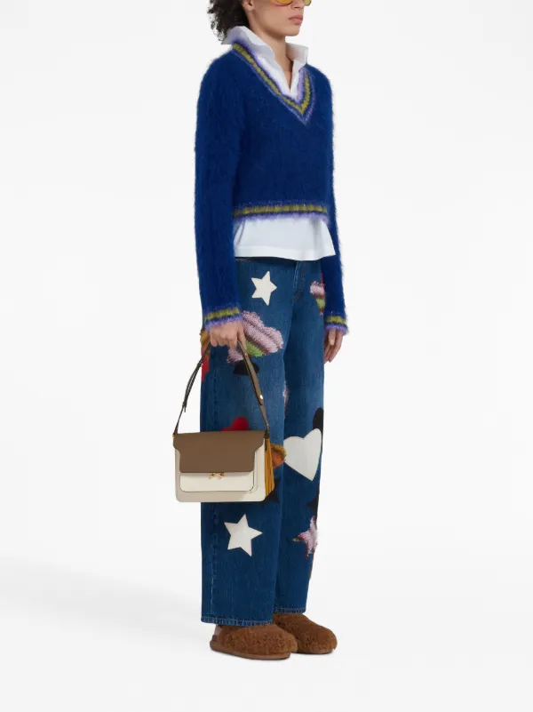 Marni ストライプトリム セーター | ブルー | FARFETCH JP