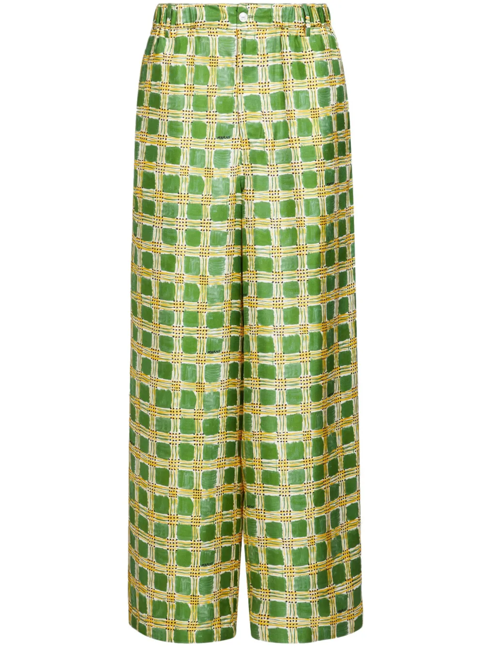 Marni Check Fields Silk wide-leg Trousers - Farfetch