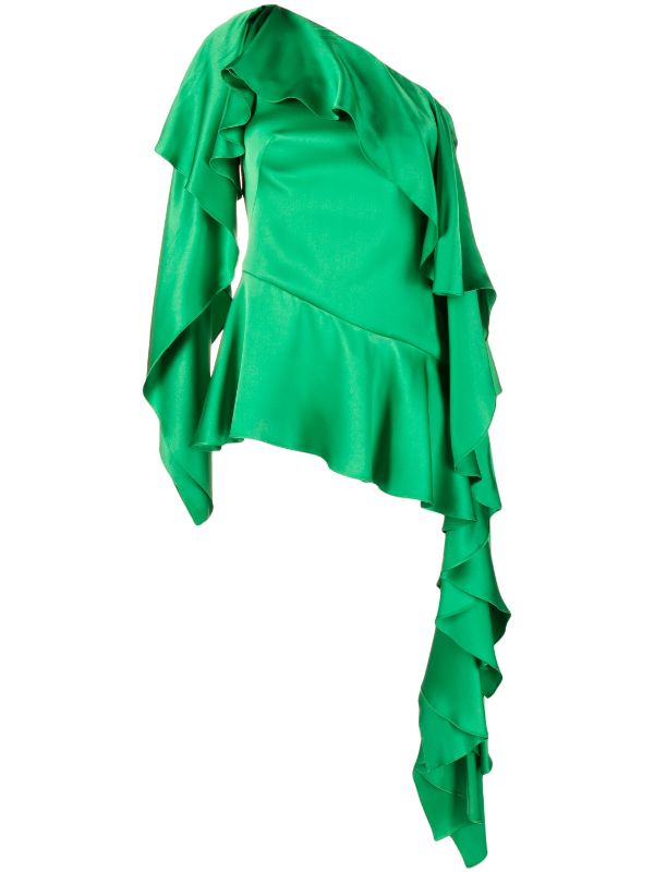 Alexander mcqueen discount green ruffle top