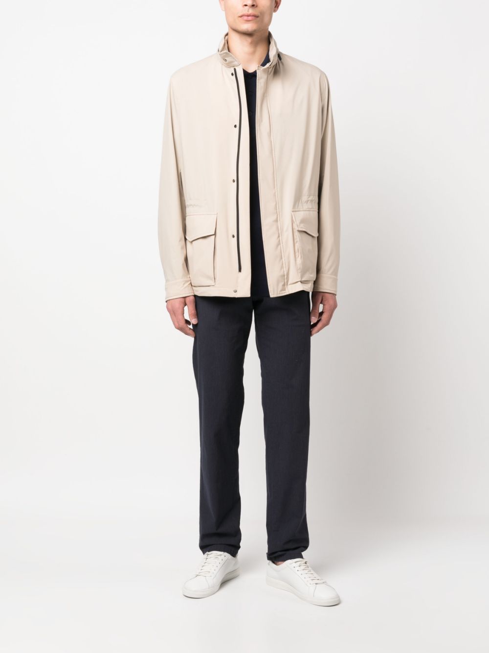 Canali Legerjack met afneembare capuchon - Beige