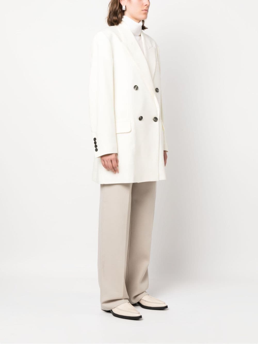 Shop Ami Alexandre Mattiussi Double-breasted Virgin Wool Coat In White