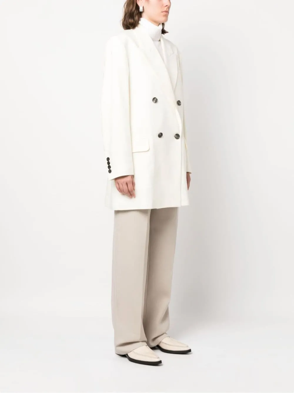 Shop Ami Alexandre Mattiussi Double-breasted Virgin Wool Coat In White