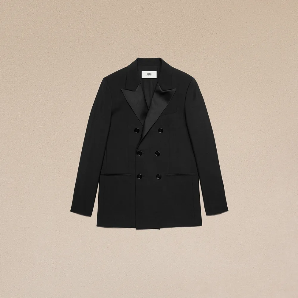 Double Breasted Smoking Jacket Black for Women - 44 - AMI Paris