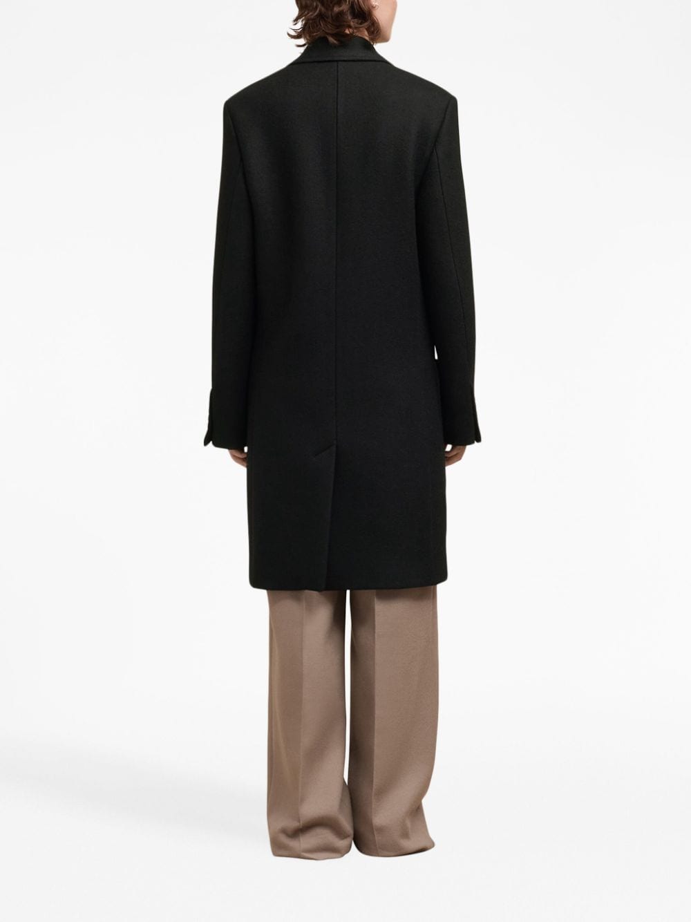 Shop Ami Alexandre Mattiussi Single-breasted Wool Coat In Black