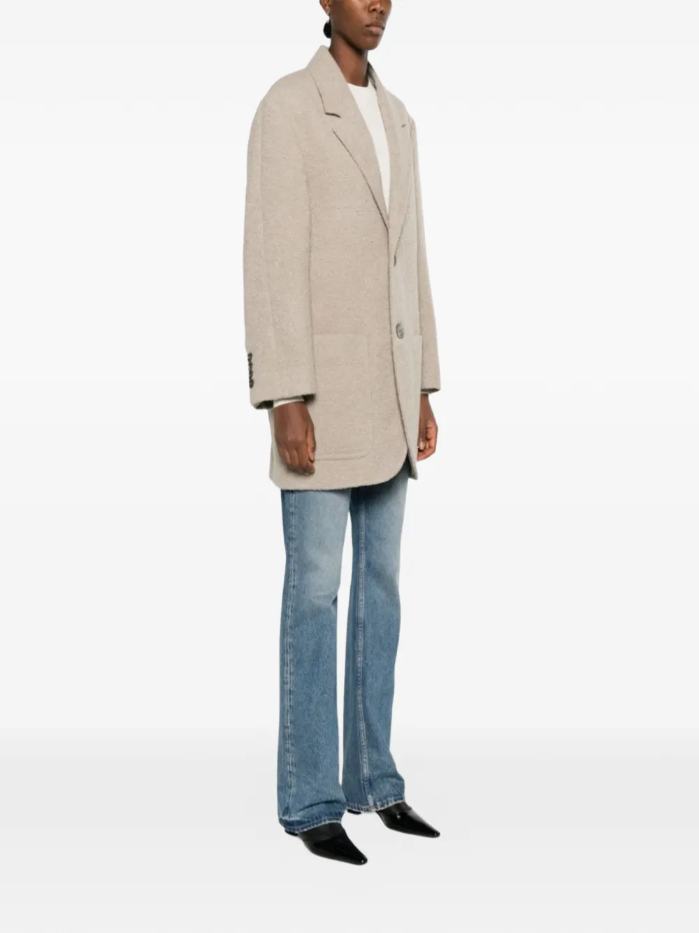  Ami Paris Bouclé Coat - Neutrals 