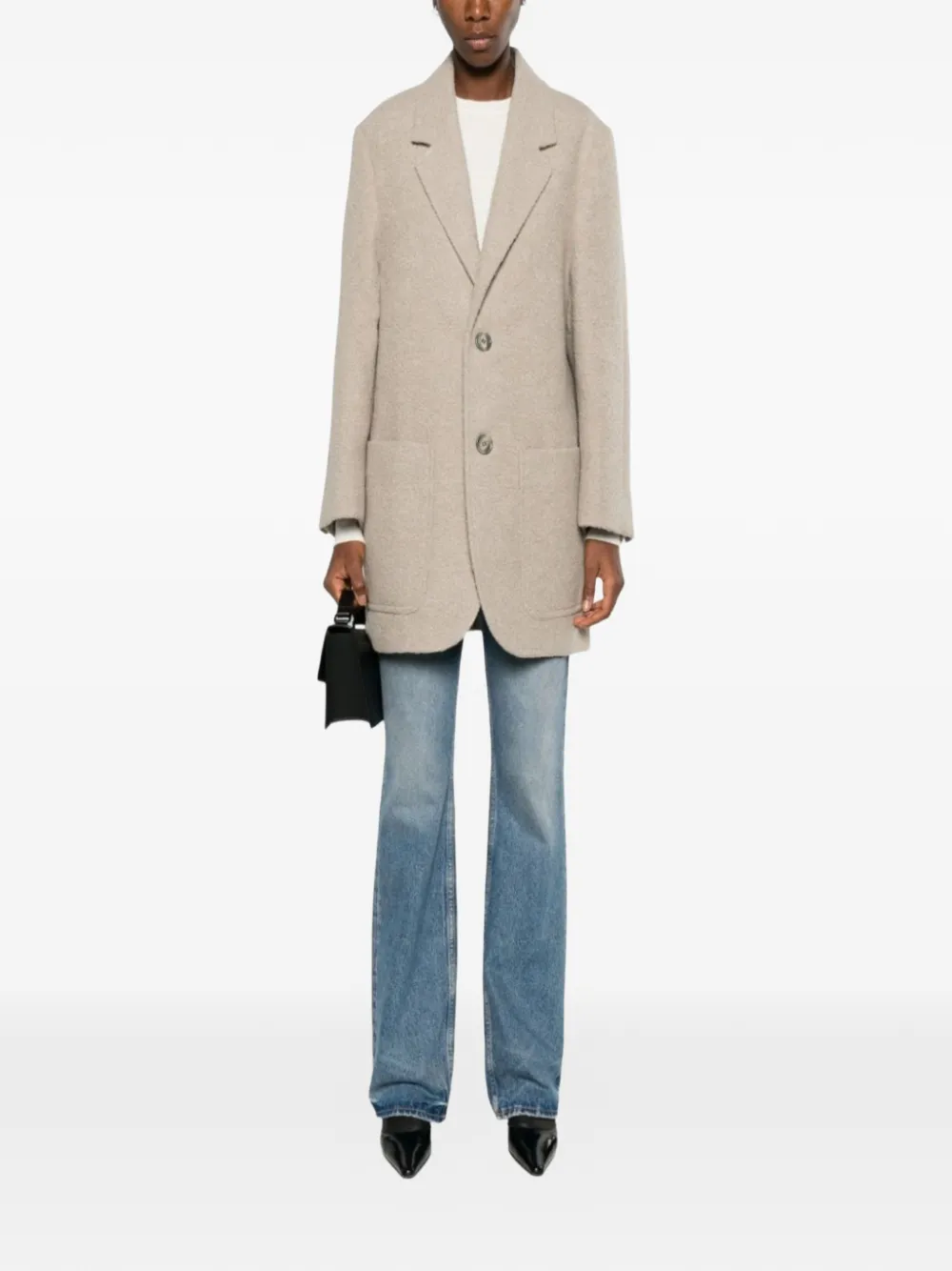  Ami Paris Bouclé Coat - Neutrals 