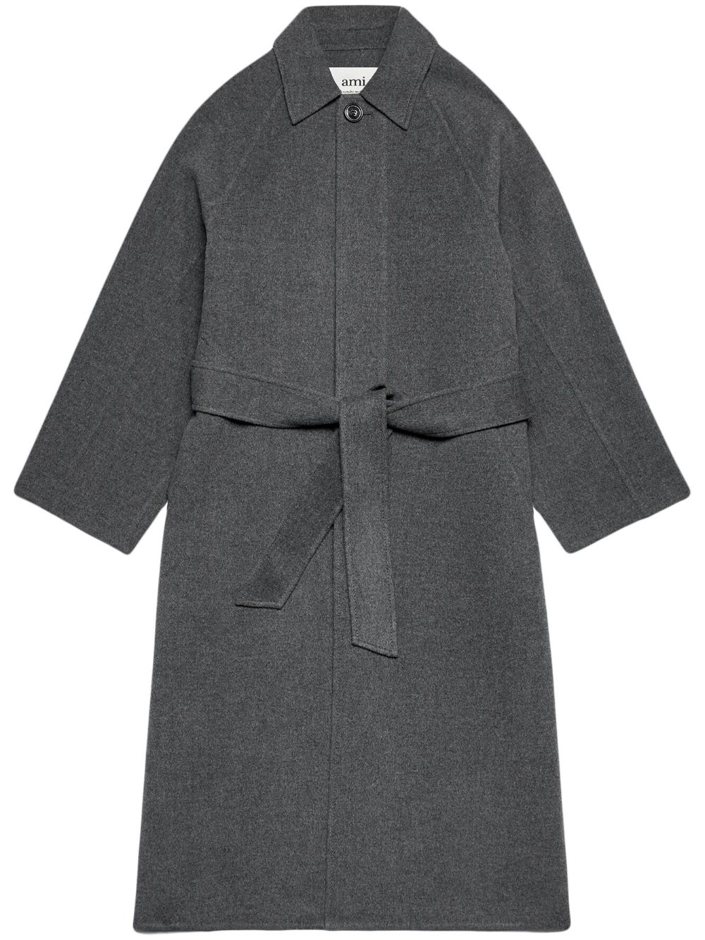 AMI Paris belted single-breasted coat - Grey