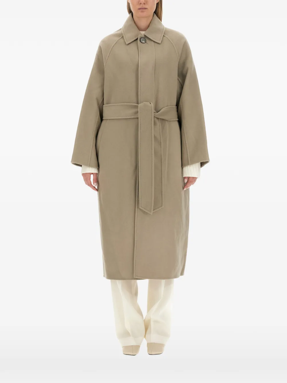 AMI Paris belted single-breasted coat - Neutrals
