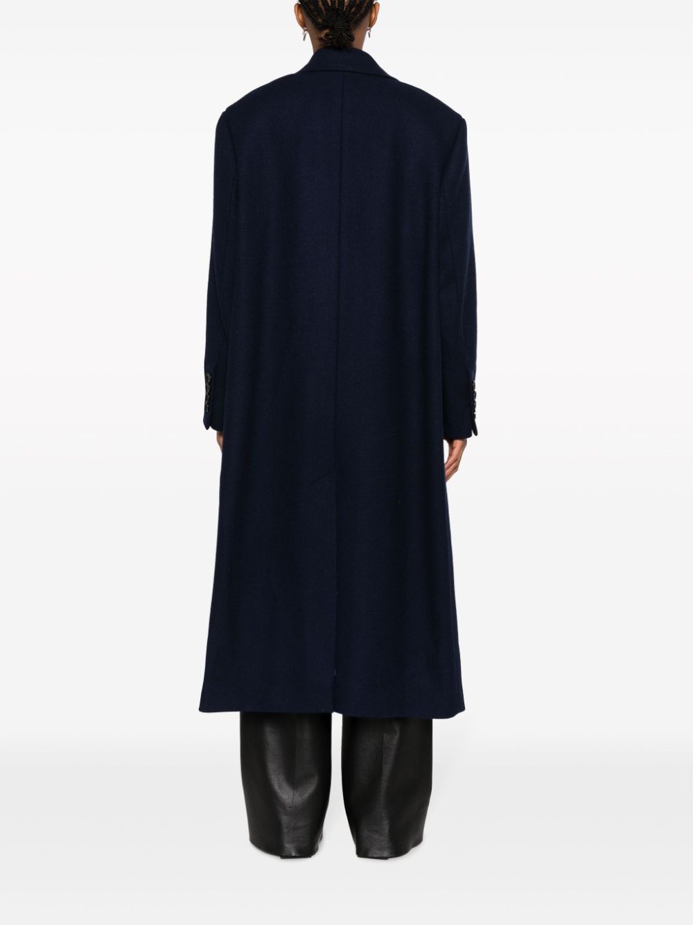 Shop Ami Alexandre Mattiussi Double-breasted Long Overcoat In 430 Night Blue