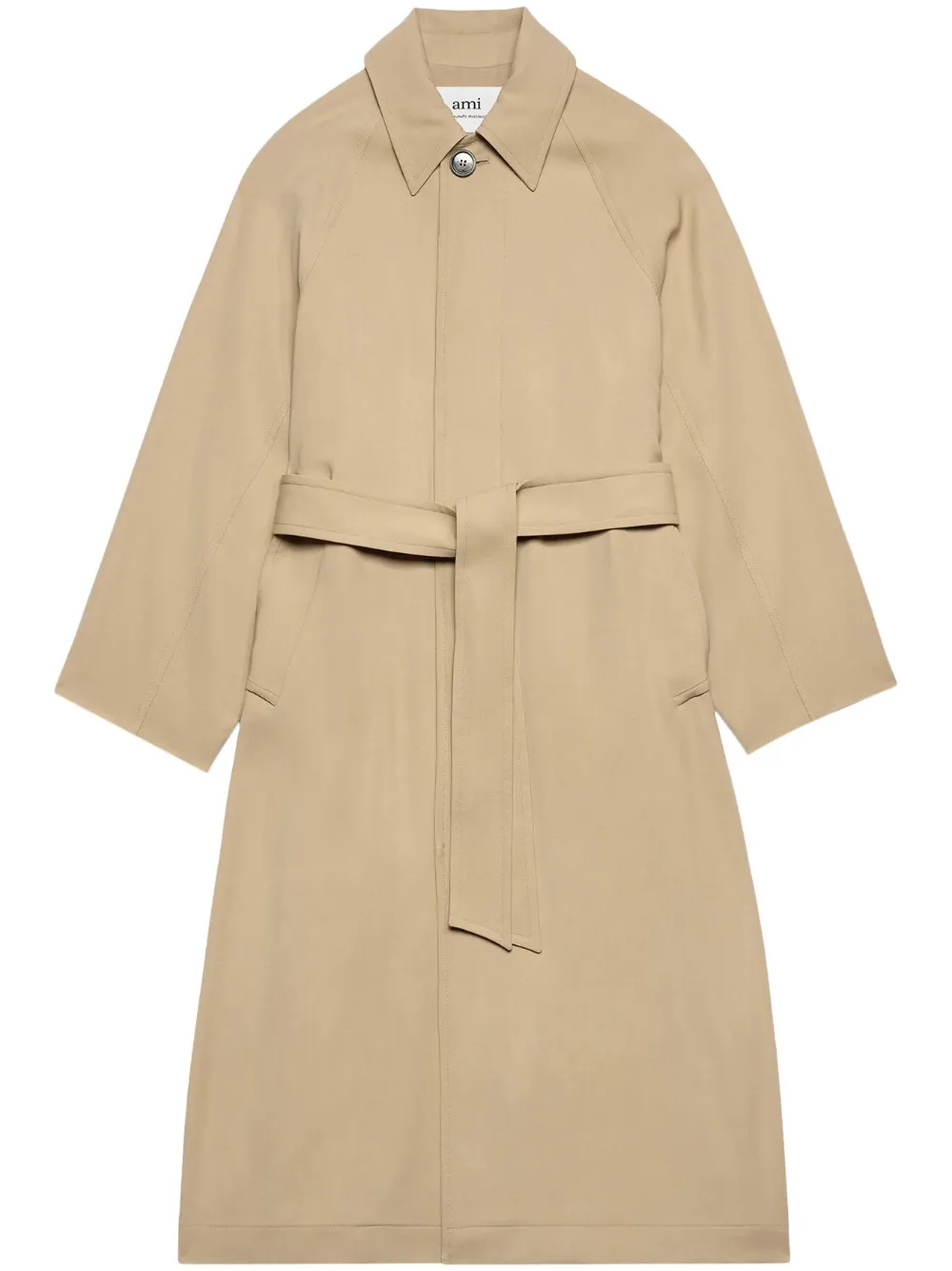 single-breasted belted trench coat