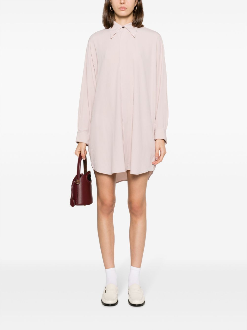 AMI Paris crepe-texture thigh-lenght shirt dress - Pink