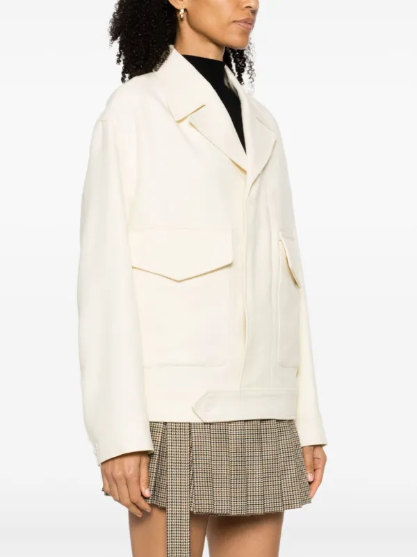 ★AMI PARIS★ Oversized virgin wool pocket jacket ivory FJK2 AMI Paris notched-lapel virgin-wool Jacket | White | FARFETCH BH
