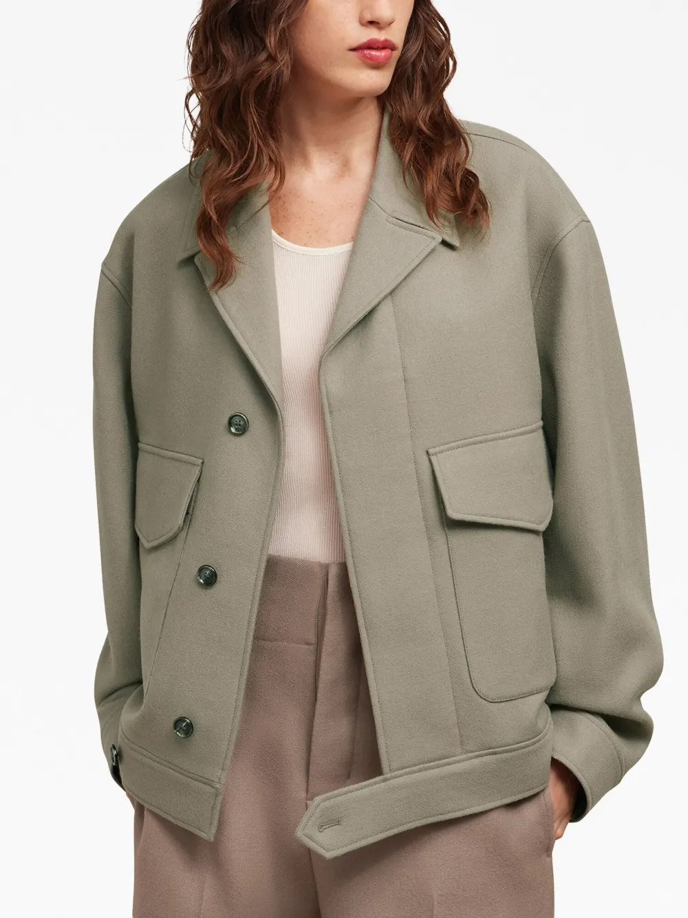 Shop Ami Alexandre Mattiussi Flap-pocket Long-sleeve Jacket In Neutrals