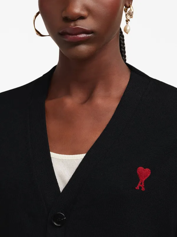AMI Paris Ami De Coeur Cardigan | Black | FARFETCH