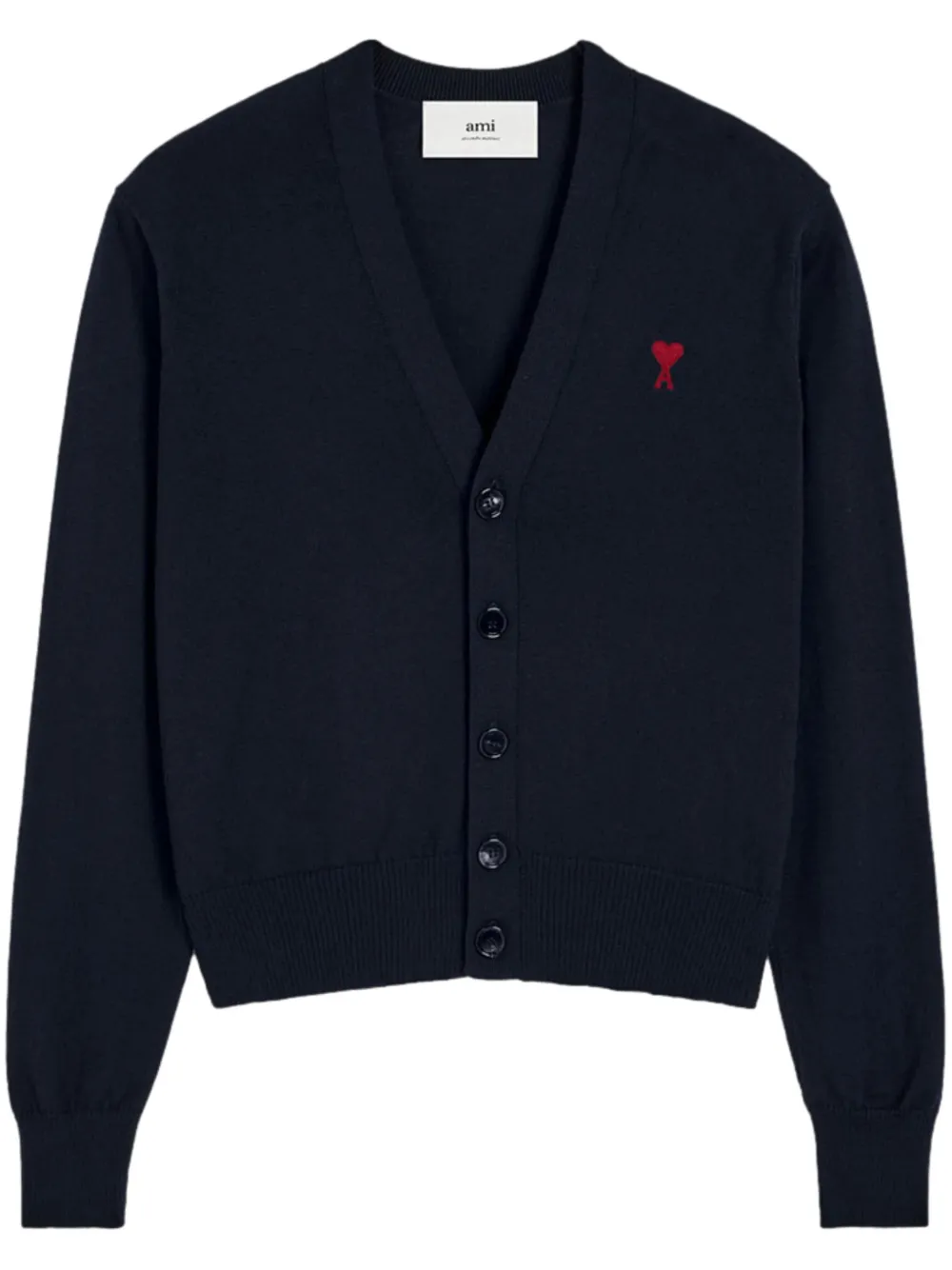 AMI Paris Vest van merinowol met geborduurd logo Blauw