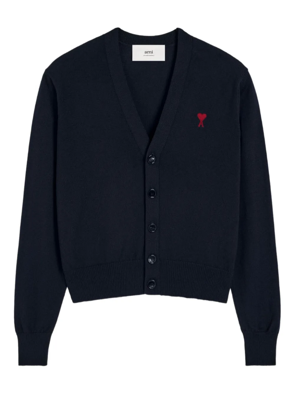 AMI Paris Vest van merinowol met geborduurd logo Blauw
