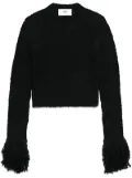 AMI Paris fringed-trim cropped jumper - Black