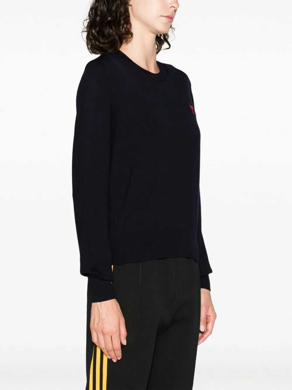 Ami Alexandre Mattiussi Red Ami De Coeur Wool Crewneck Sweater In 430