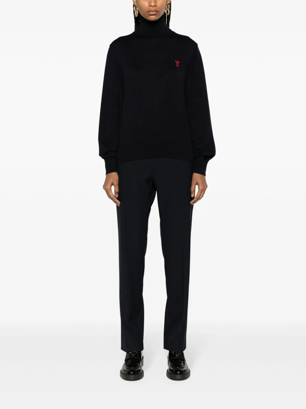 AMI Paris Trui met hoge hals en logo Blauw