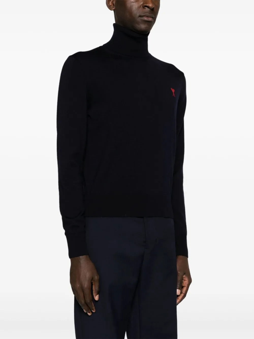 AMI Paris Trui met hoge hals en logo Blauw