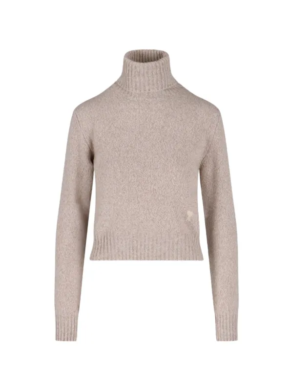 Ami Paris Ami De Coeur Mélange-effect Jumper in Neutrals