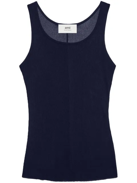 AMI Paris semi-sheer round-neck tank top