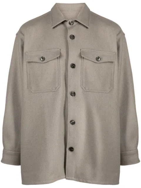 AMI Paris spread-collar wool-blend shirt jacket