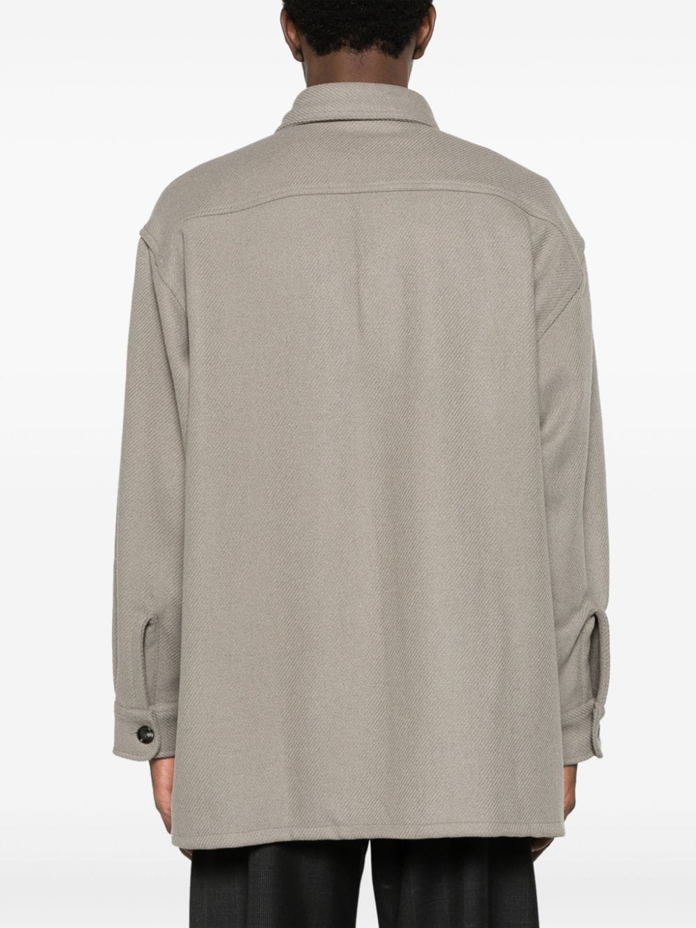 Shop Ami Alexandre Mattiussi Spread-collar Wool-blend Shirt Jacket In Neutrals
