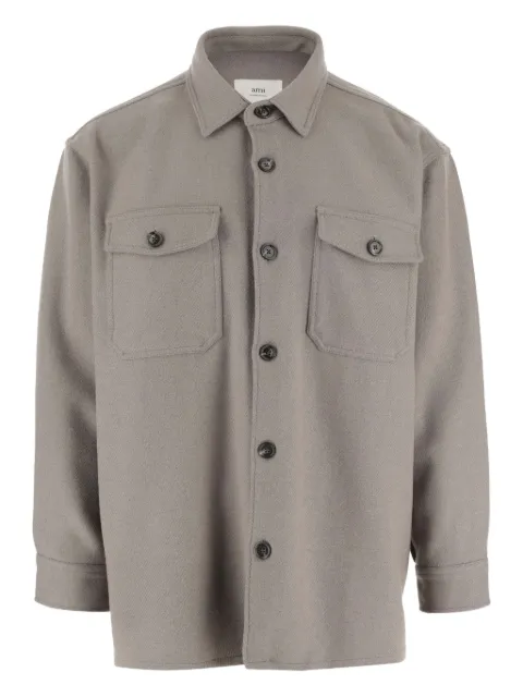AMI Paris spread-collar wool-blend shirt jacket