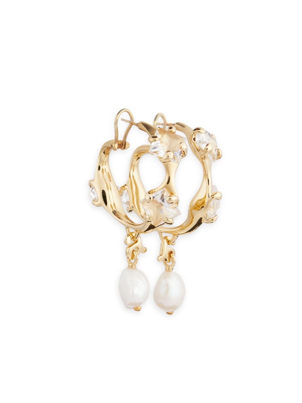 Image 1 of AMI Paris crystal-embellished hoop earrings