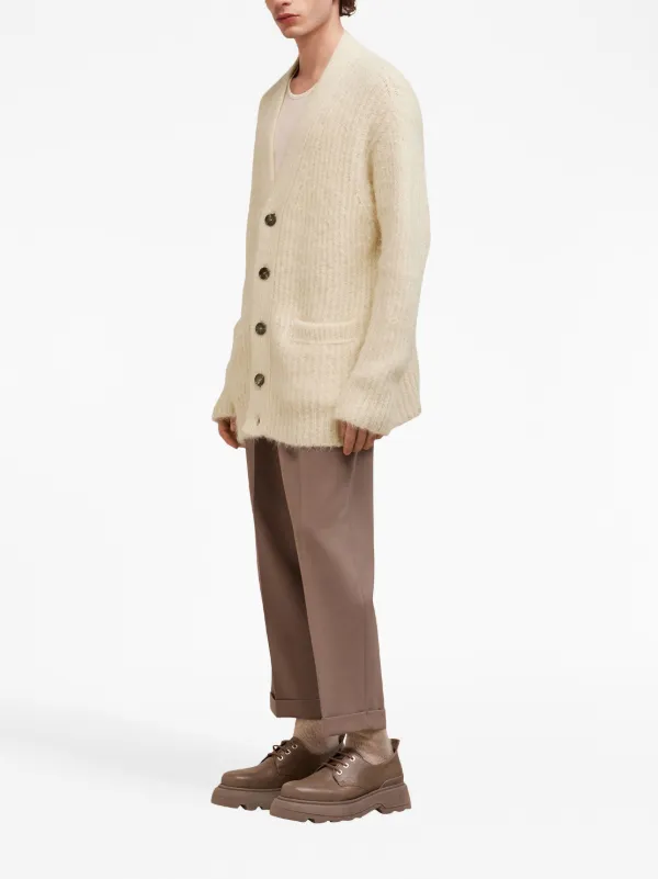 ami ベージュ Vネックカーディガン美品 AMI Paris リブニット Vネックカーディガン | ニュートラル | FARFETCH JP