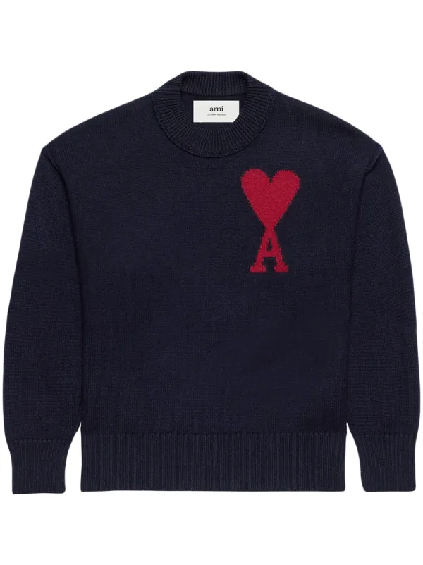 AMI Paris Ami De Coeur intarsia-logo Jumper - Farfetch