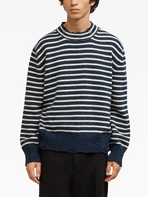 AMI Paris カットアウト ストライプ セーター | ブルー | FARFETCH JP