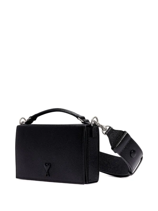 Ami Paris Lunch Box Leather Messenger Bag in Black for Men