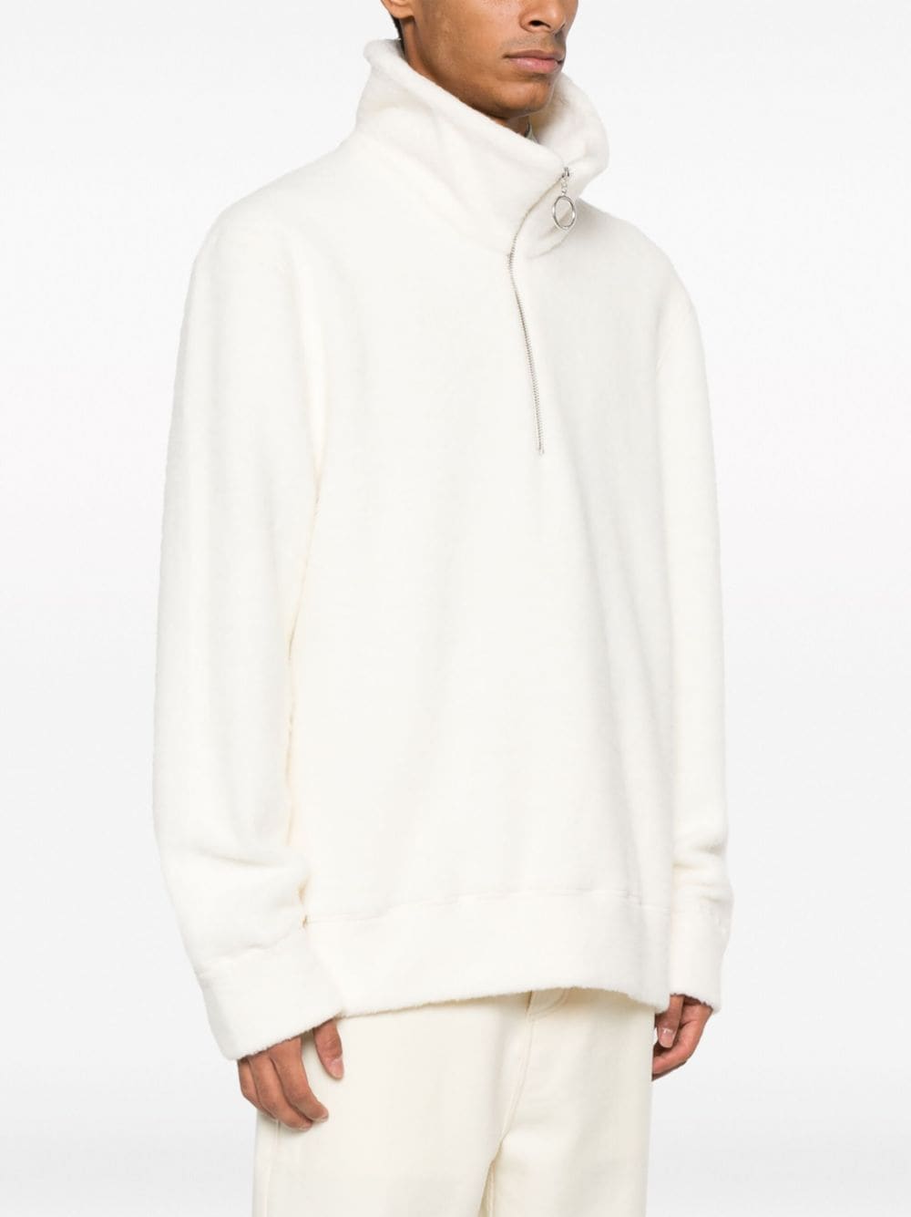 Shop Ami Alexandre Mattiussi Stand-up Collar Zip-up Jumper In White