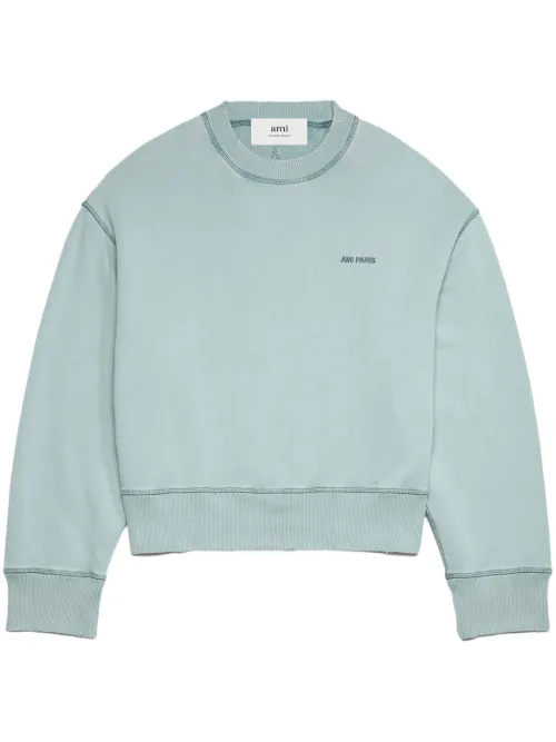 Sweat en coton à logo brodé - AMI Paris - Modalova