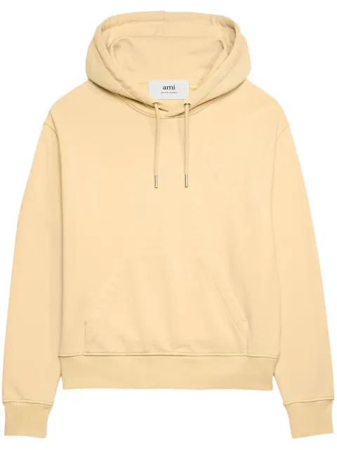 AMI Paris logo-embroidered organic-cotton hoodie
