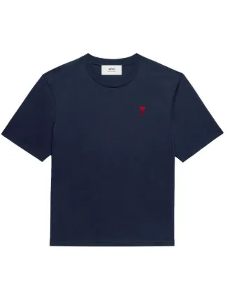 [AMI PARIS] LOGO EMBROIDERED T SHIRT ☆送料込☆ AMI Paris logo-embroidered T-shirt | Neutrals | FARFETCH