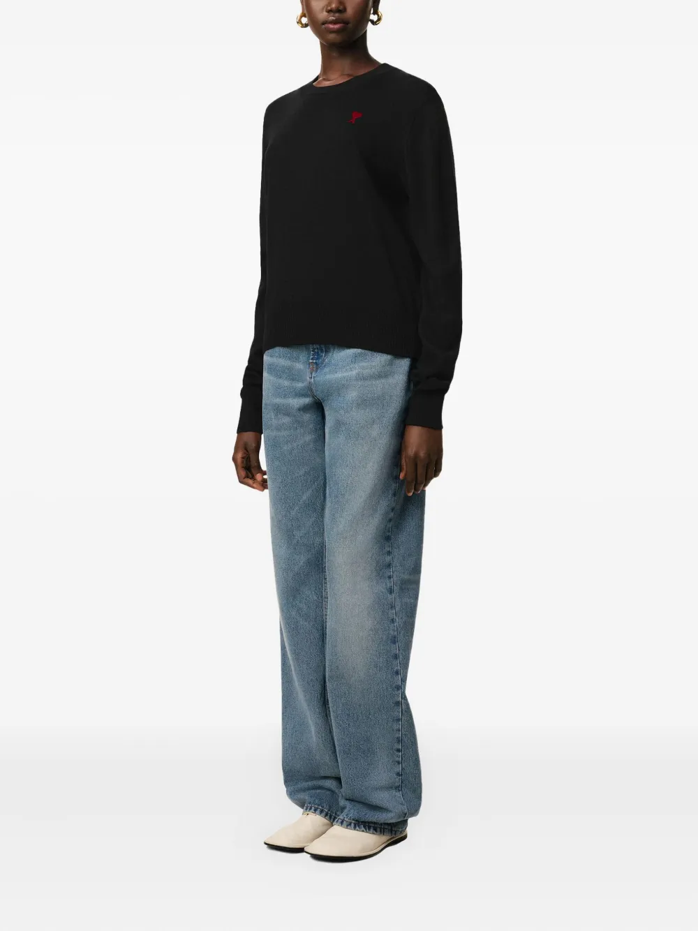 AMI Paris Wollen trui met logo Zwart