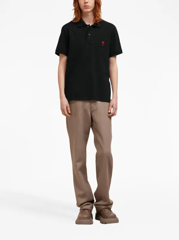 AMI Paris Ami De Coeur organic-cotton Polo Shirt | Black AMI Paris Ami De Coeur organic-cotton Polo Shirt | Black