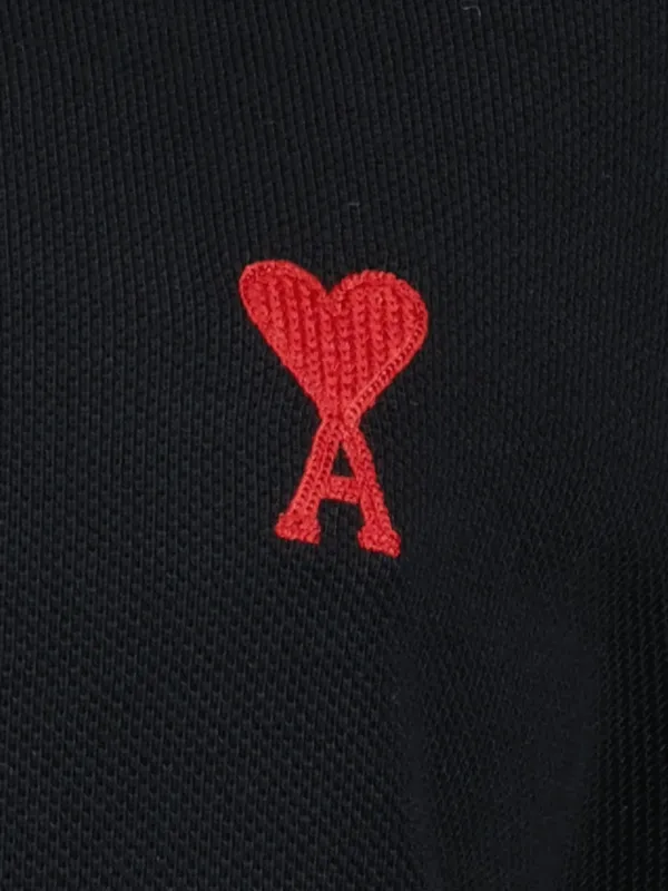 AMI Paris Ami De Coeur Polo Shirt | Black | FARFETCH