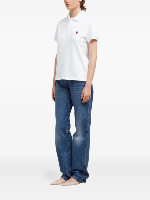 AMI Paris Ami De Coeur Polo Shirt | White | FARFETCH