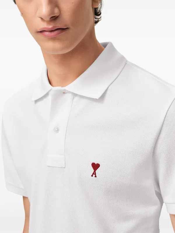 AMI Paris Ami De Coeur Polo Shirt | White | FARFETCH AZ
