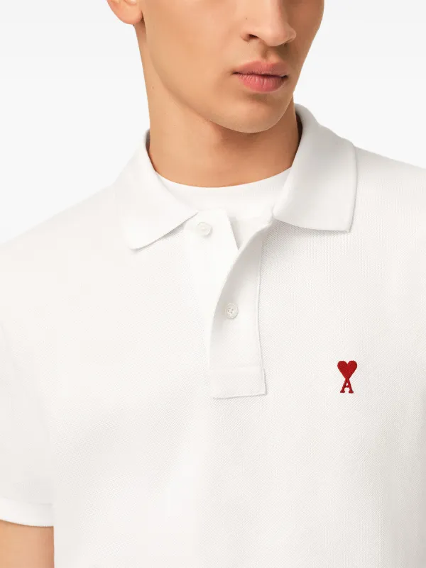 AMI Paris White Cotton Polo With Ami De Coeur | White | FARFETCH