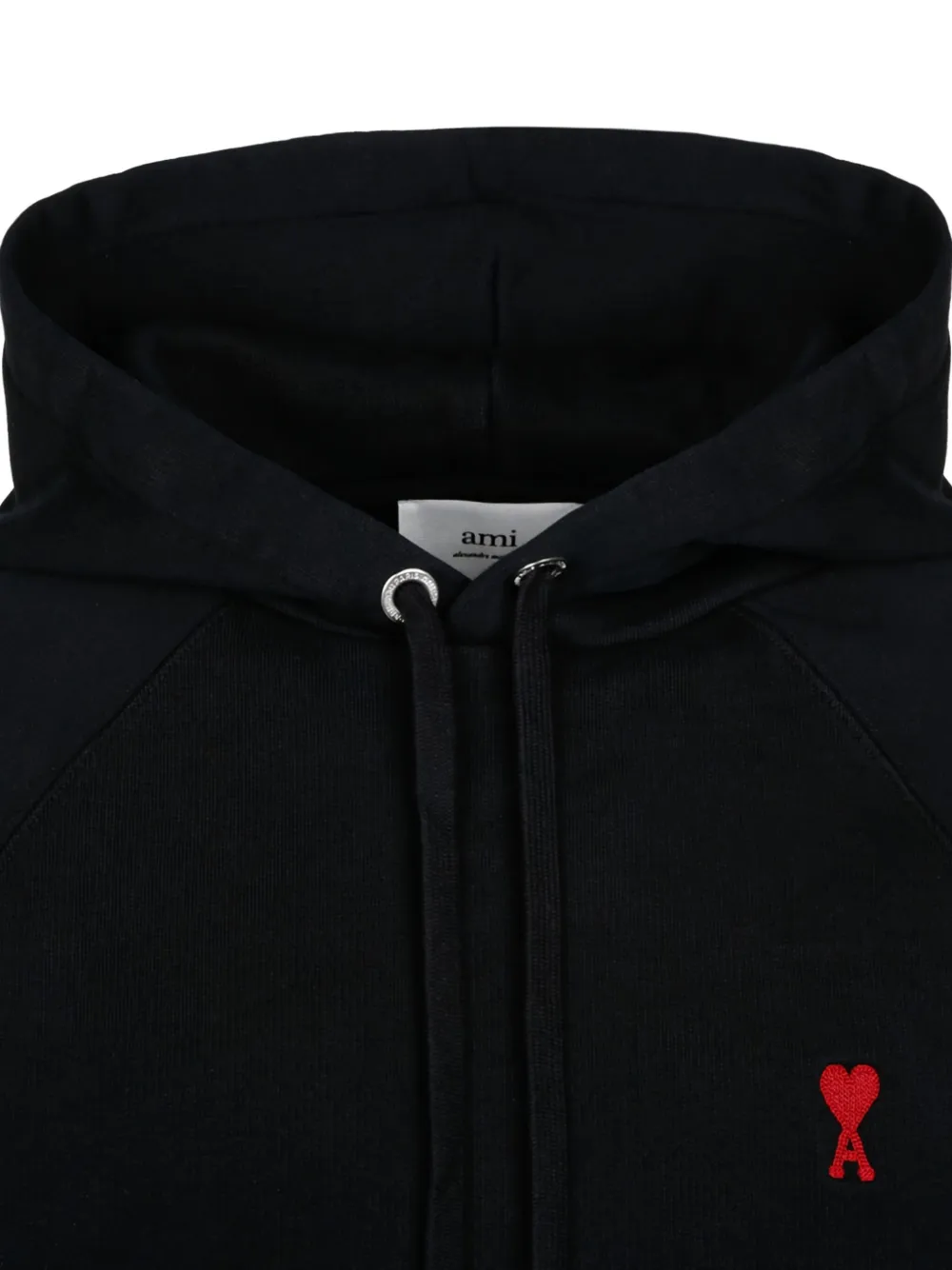 AMI Paris logo-embroidered organic-cotton Hoodie | Black