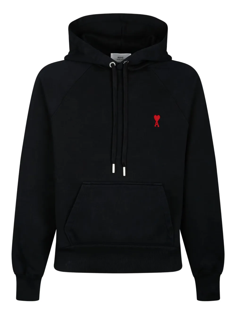 AMI Paris Ami de Coeur logo-embroidered organic-cotton hoodie | Black | Image 1