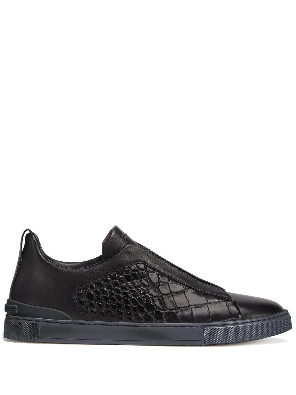 ZEGNA TRIPLE STITCH LEATHER SNEAKERS
