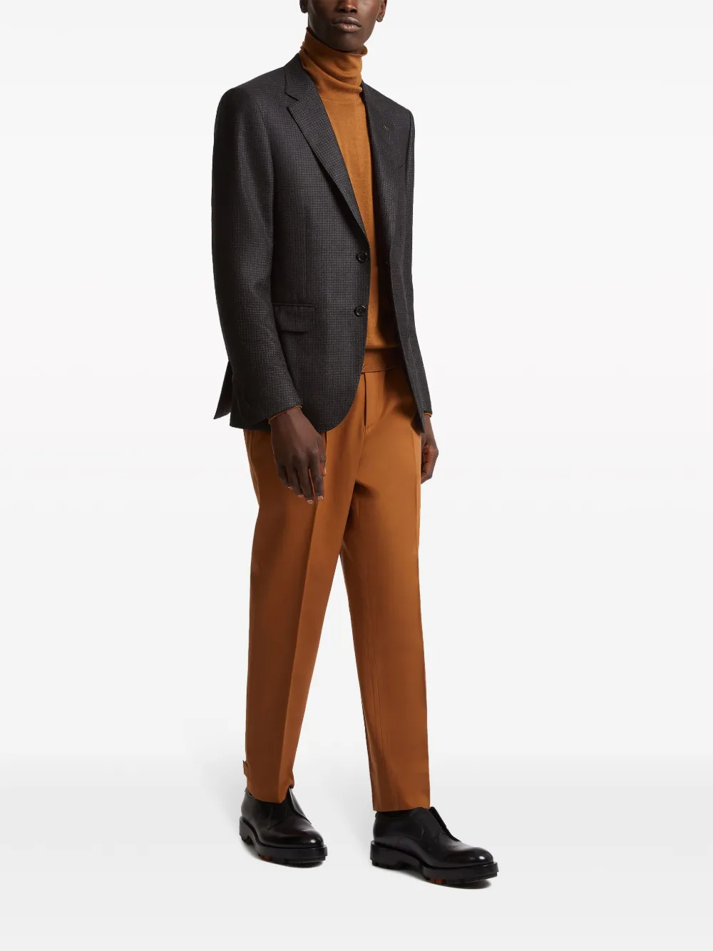 Zegna check-pattern single-breasted blazer - Grijs