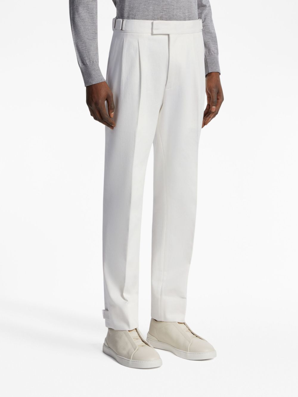 Shop Zegna Pleat-detail Straight-leg Trousers In Weiss